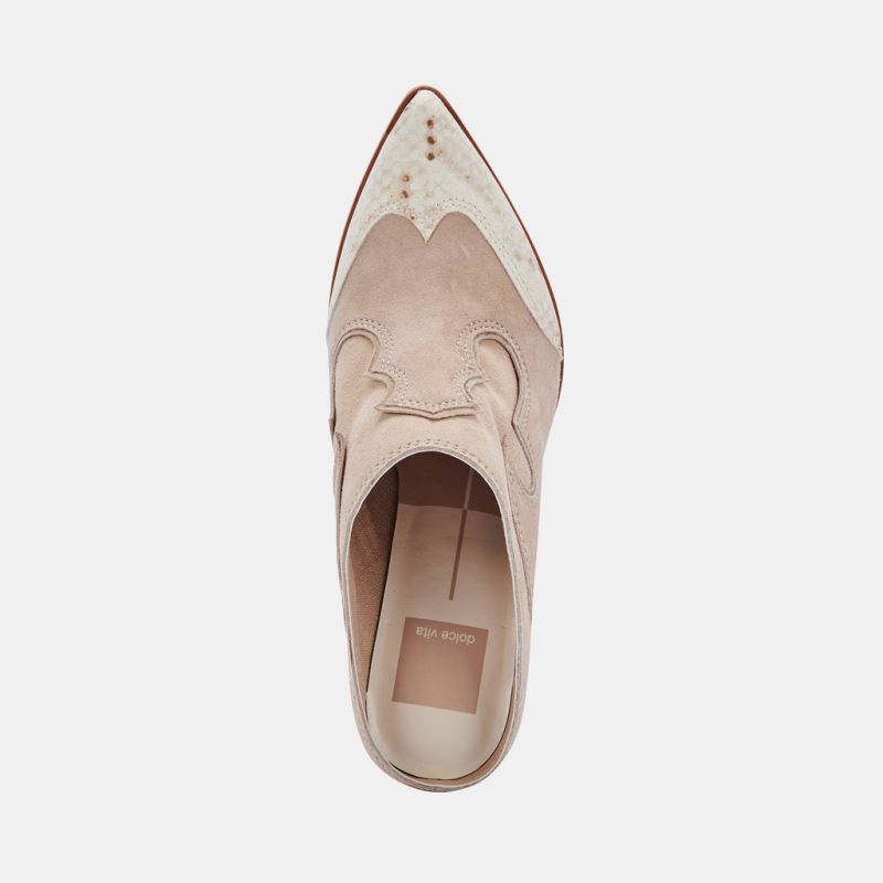 thumbnail image 2 of DOLCE VITA Womens Beige Hudson Block Heel Slip On Leather Heeled Mules 2 of 11