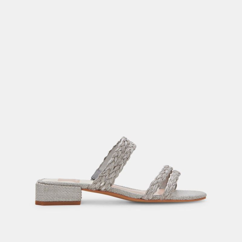 Dolce Vita - Haize Raffia Sandals Light Grey Raffia