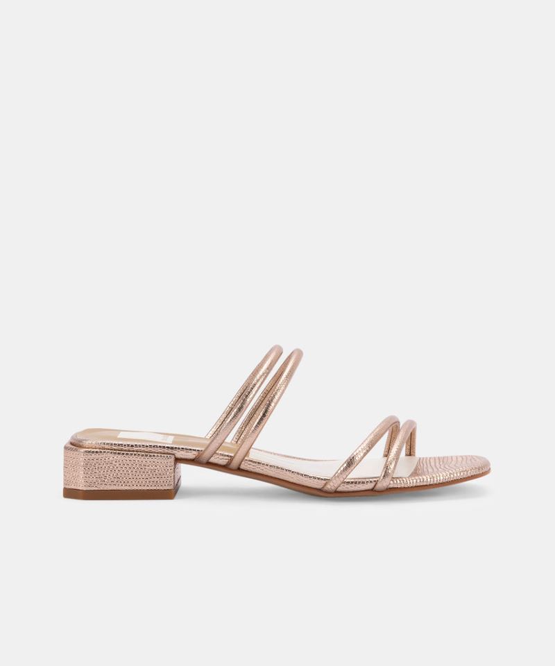 Dolce Vita - Haize Sandals Rose Gold Embossed Leather