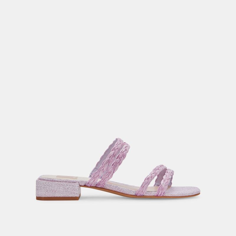 Dolce Vita - Haize Raffia Sandals Lilac Raffia