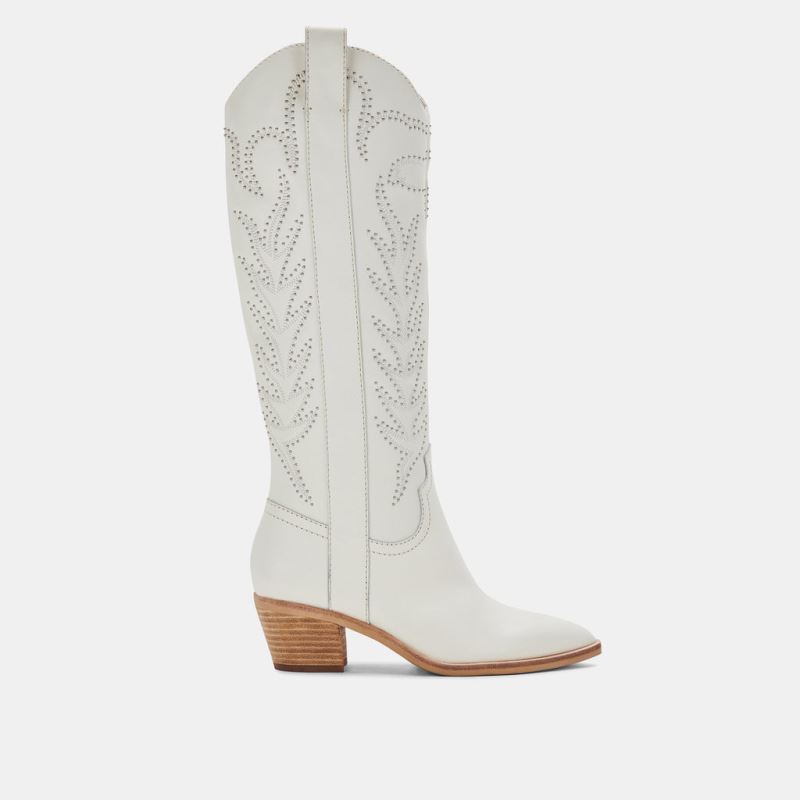 Dolce Vita - Solei Stud Boots Off White Leather