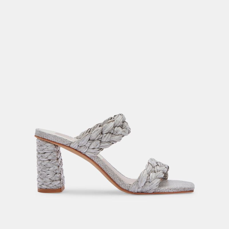 Dolce Vita - Paily Raffia Heels Light Grey Raffia